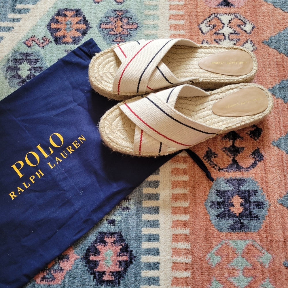 Polo Ralph Lauren Espadrille Slides Size 9